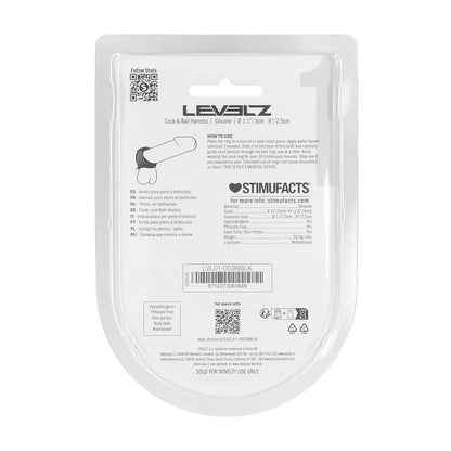 LEVELZ Silicone Cock & Ball Harness - Black - Black Cock & Ball Ring-LVL01-0038BLK