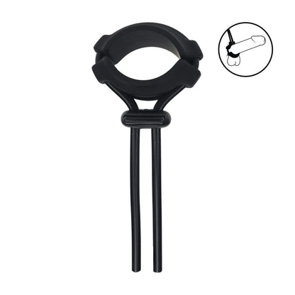 LEVELZ Wide Detachable Lasso Cock Ring - Black - Black Adjustable Cock Ring-LVL01-0054BLK