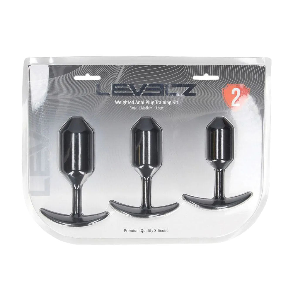 LEVELZ Silicone Weighted Anal Plug Training Set - Black Weighted Butt Plugs - Set of 3 Sizes-LVL02-0005BLK