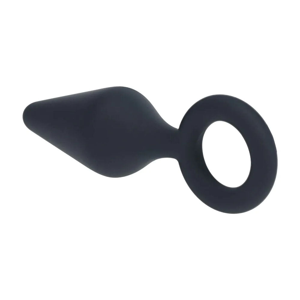 LEVELZ Silicone Anal Plug with Loop - Small - Black - Black Small Butt Plug-LVL02-0006BLK
