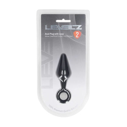 LEVELZ Silicone Anal Plug with Loop - Small - Black - Black Small Butt Plug-LVL02-0006BLK