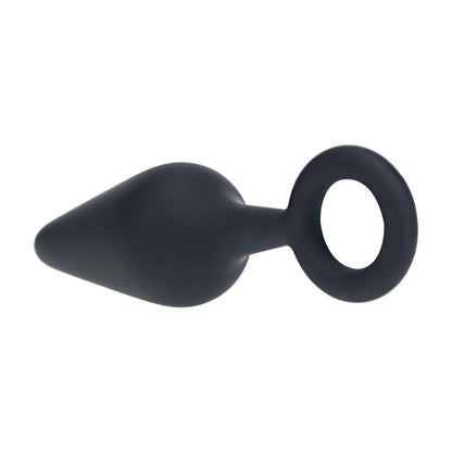 LEVELZ Silicone Anal Plug with Loop - Medium - Black - Black Medium Butt Plug-LVL02-0007BLK