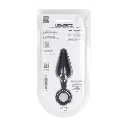 LEVELZ Silicone Anal Plug with Loop - Medium - Black - Black Medium Butt Plug-LVL02-0007BLK