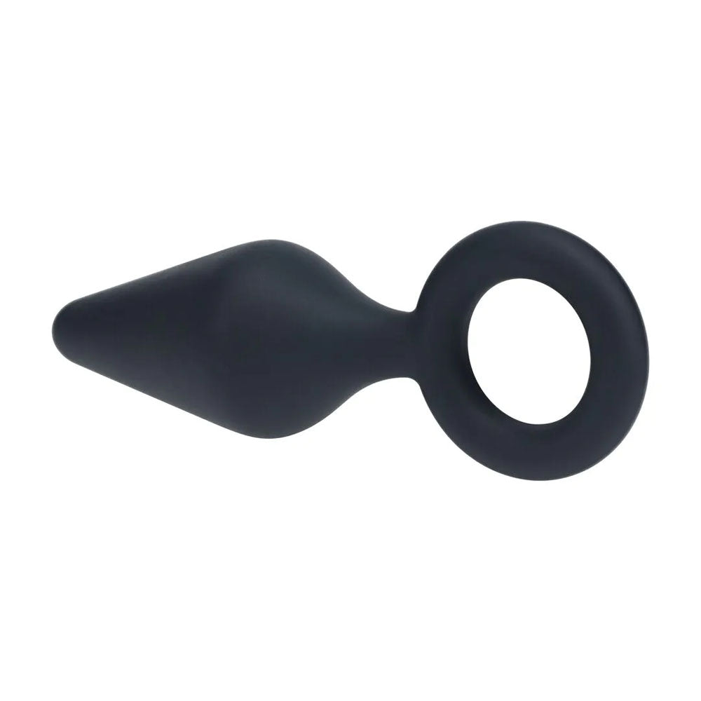 LEVELZ Silicone Anal Plug with Loop - Large - Black Large Butt Plug-LVL02-0008BLK