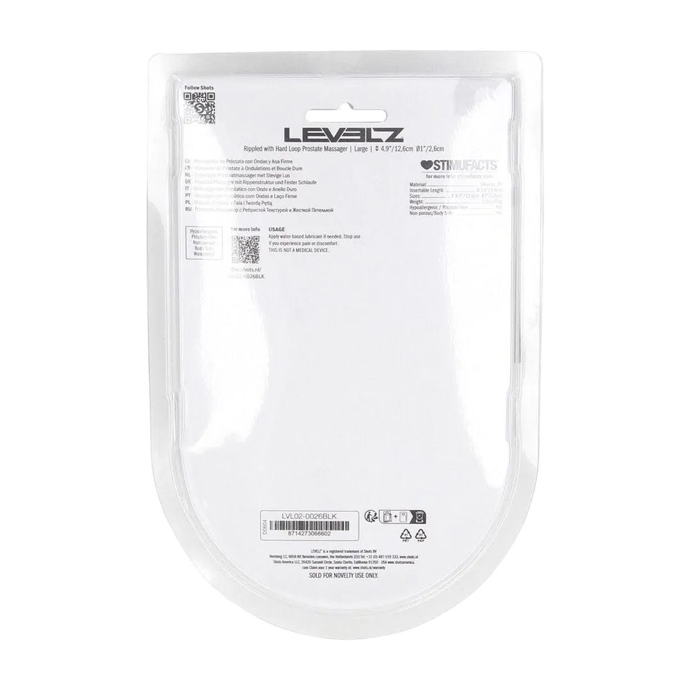 LEVELZ Rippled with Hard Loop Prostate Massager - Large - Black Large Prostate Massager-LVL02-0026BLK