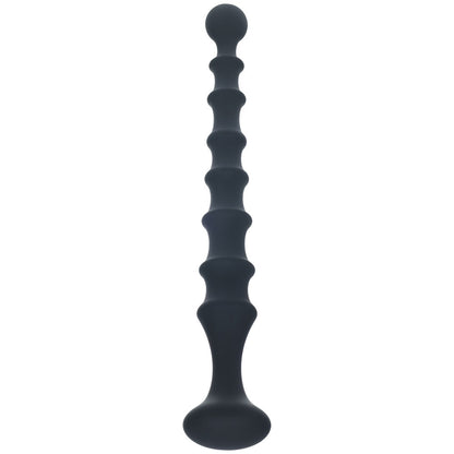 LEVELZ Ribbed Silicone Flared Anal Probe - Black 26.7 cm Anal Beads-LVL02-0030BLK