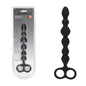 LEVELZ Beaded Silicone Anal Probe with Double Loop - Black 24.5 cm Anal Beads-LVL02-0031BLK
