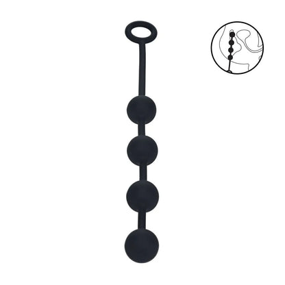 LEVELZ Round Silicone Anal Balls - M - 20mm - Black 32 cm Medium Anal Balls-LVL02-0034BLK