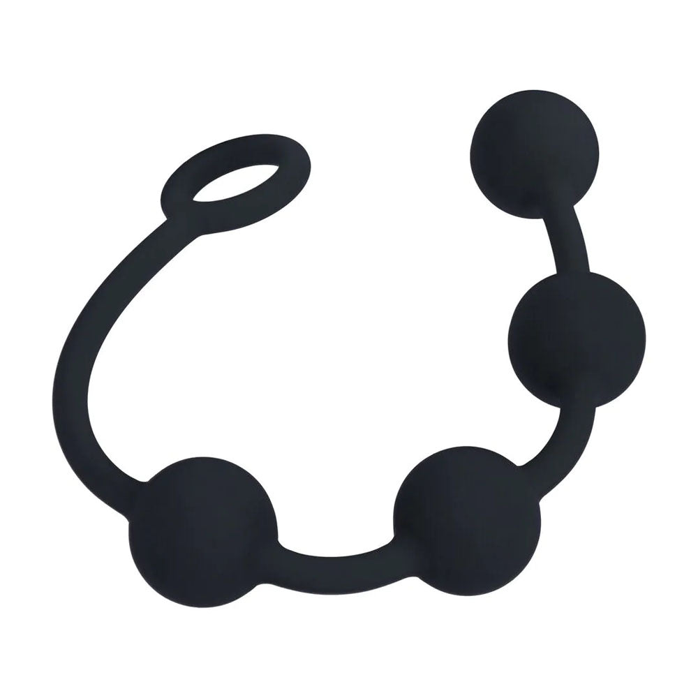 LEVELZ Round Silicone Anal Balls - M - 20mm - Black 32 cm Medium Anal Balls-LVL02-0034BLK