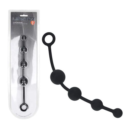 LEVELZ Curved Silicone Anal Beads - Black - Black 29.5 cm Anal Beads-LVL02-0037BLK