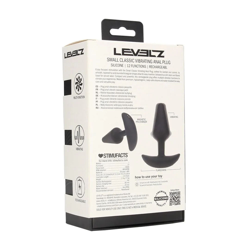 LEVELZ Classic Vibrating Silicone Anal Plug - Small - Black Small USB Rechargeable Butt Plug-LVL03-0012BLK