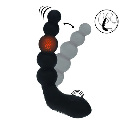 LEVELZ Rechargeable Beaded Prostate Massager - Black USB Rechargeable Heating + Vibrating Prostate Massager-LVL03-0023BLK
