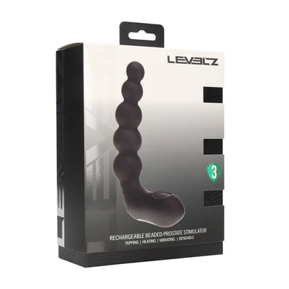 LEVELZ Rechargeable Beaded Prostate Massager - Black USB Rechargeable Heating + Vibrating Prostate Massager-LVL03-0023BLK