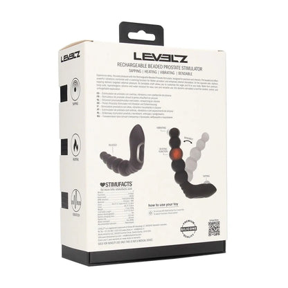 LEVELZ Rechargeable Beaded Prostate Massager - Black USB Rechargeable Heating + Vibrating Prostate Massager-LVL03-0023BLK