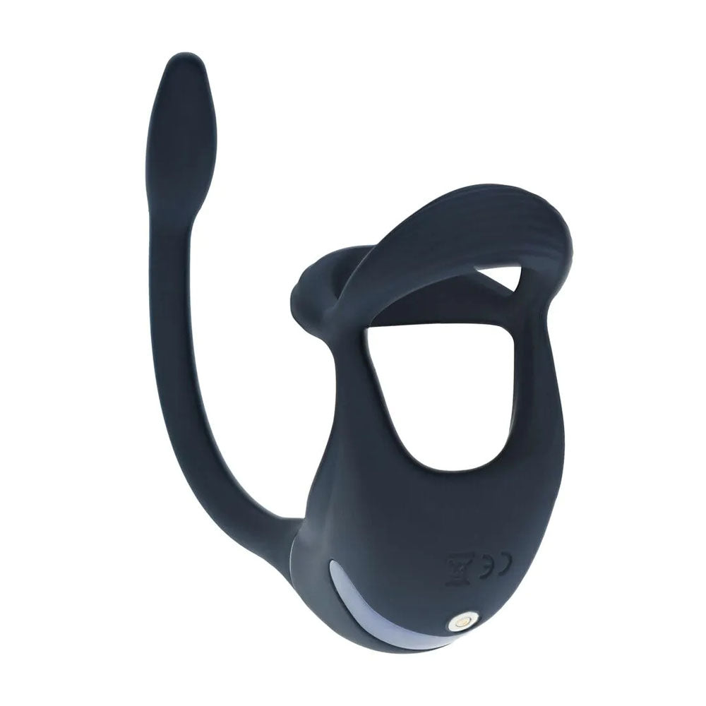 LEVELZ Remote Controlled Vibrating TriO Cock Ring with Prostate Stimulator - Black USB Rechargeable Vibrating Cock Ring with Anal Plug-LVL03-0032BLK