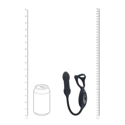 LEVELZ Vibrating & Thrusting TriO Cock Ring with Prostate Stimulator - Black USB Rechargeable Vibrating Cock Ring with Thrusting Prostate Plug-LVL03-0033BLK