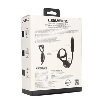 LEVELZ Vibrating & Thrusting TriO Cock Ring with Prostate Stimulator - Black USB Rechargeable Vibrating Cock Ring with Thrusting Prostate Plug-LVL03-0033BLK