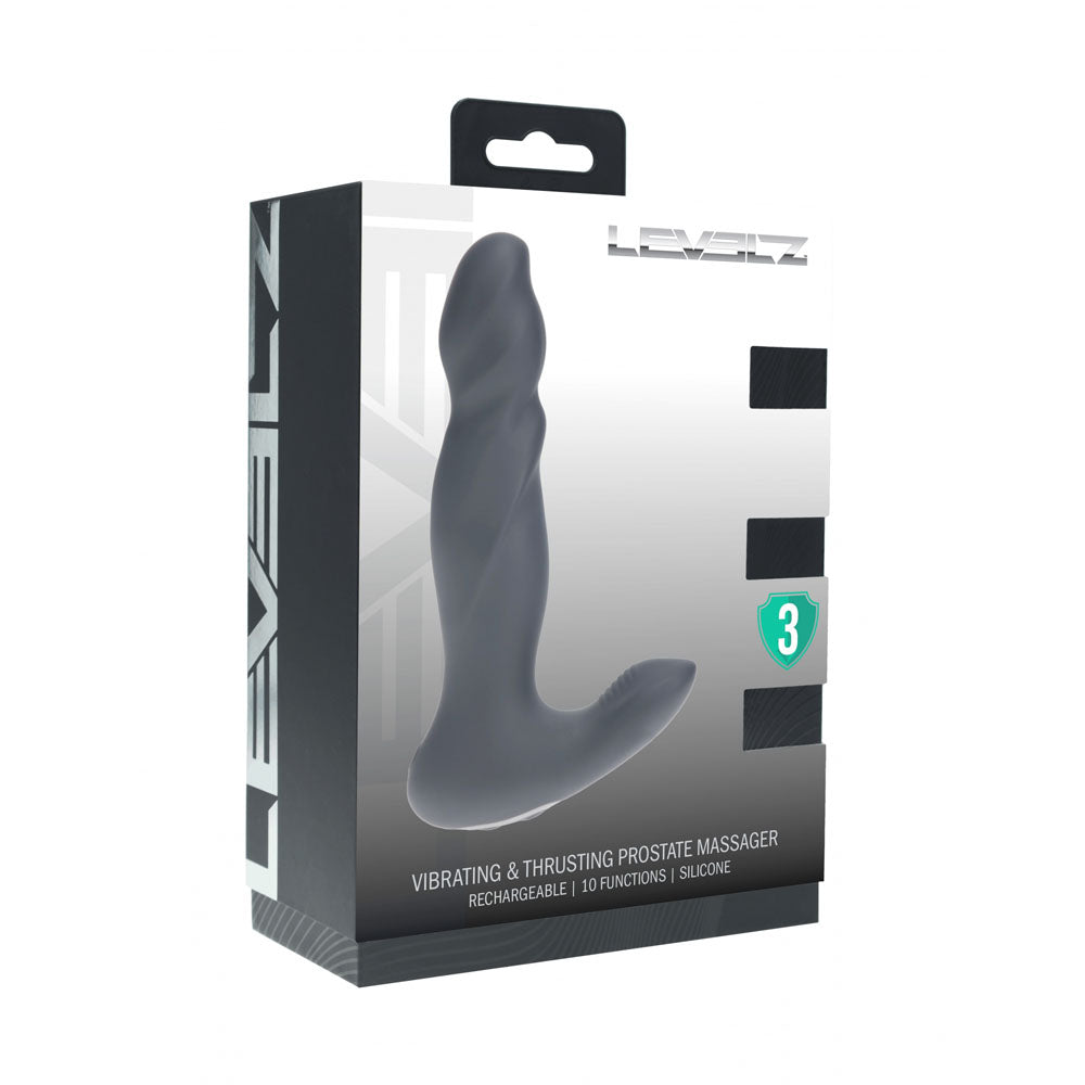 LEVELZ Vibrating & Thrusting Silicone Prostate Massager - Black 14.7 cm USB Rechargeable Thrusting Prostate Massager - LVL03-0036BLK