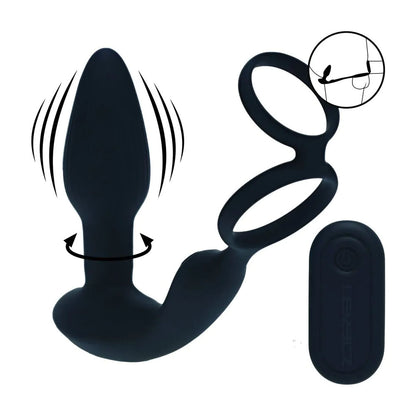 LEVELZ Dual Vibrating Prostate Stimulator with Cock Ring - Black USB Rechargeable Vibrating Butt Plug with Cock Ring-LVL03-0043BLK