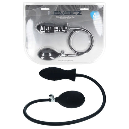 LEVELZ Ribbed Inflatable Anal Plug - Black Inflatable Butt Plug-LVL04-0001BLK