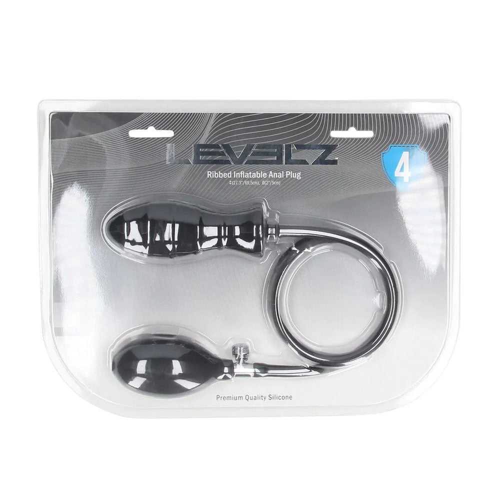 LEVELZ Ribbed Inflatable Anal Plug - Black Inflatable Butt Plug-LVL04-0001BLK