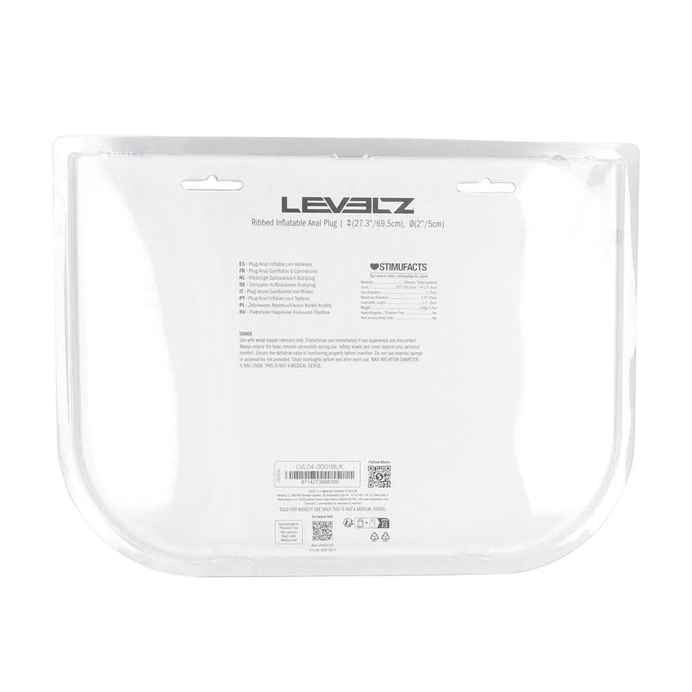 LEVELZ Ribbed Inflatable Anal Plug - Black Inflatable Butt Plug-LVL04-0001BLK