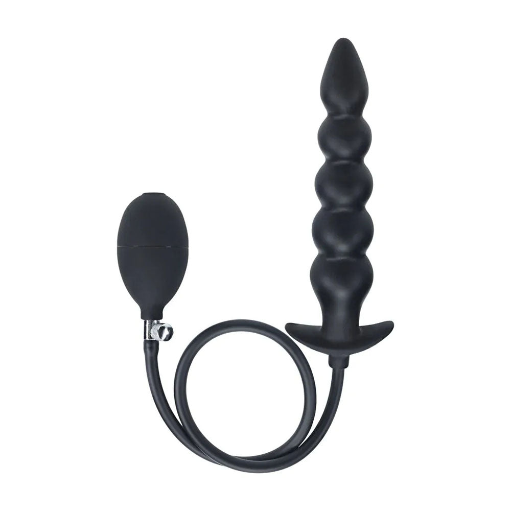 LEVELZ Beaded Inflatable Anal Plug - Black Inflatable Butt Plug-LVL04-0002BLK