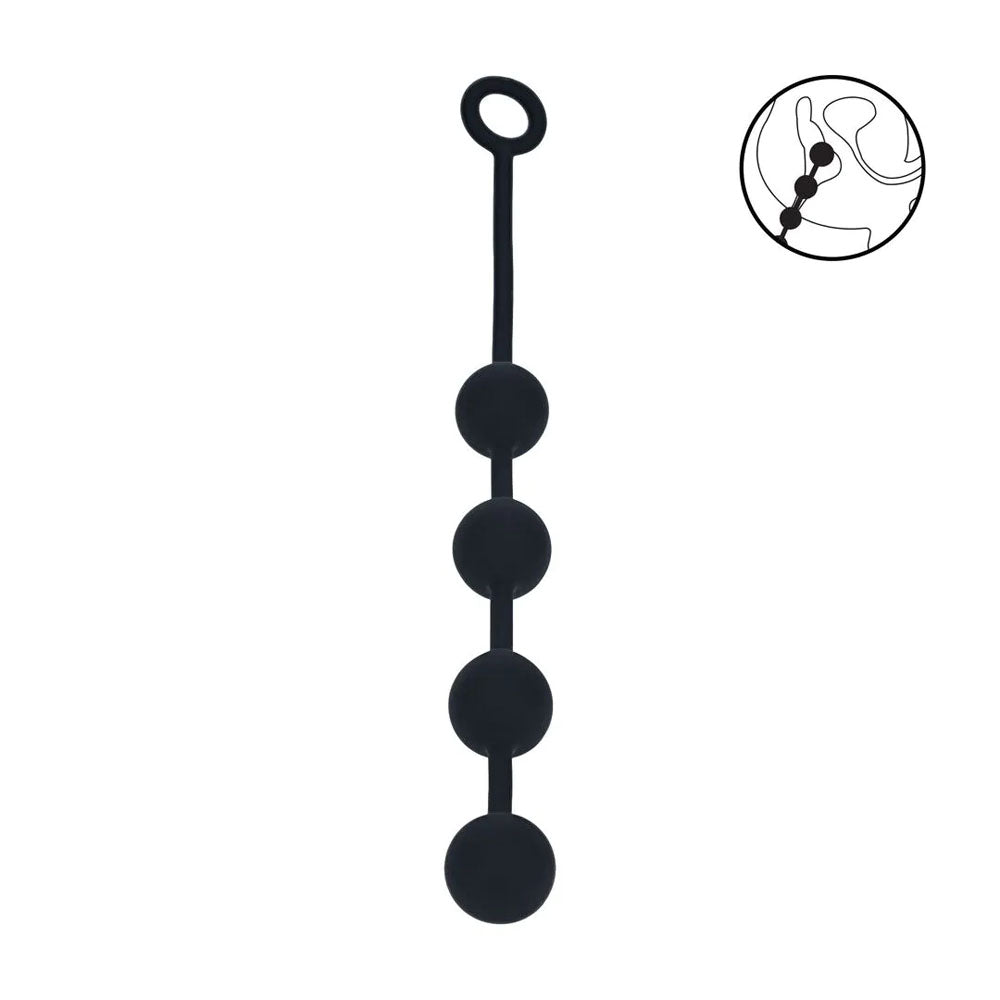 LEVELZ Round Silicone Anal Balls - L - 40mm - Black 40.5 cm Large Anal Beads-LVL04-0003BLK