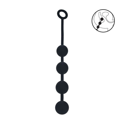 LEVELZ Round Silicone Anal Balls - L - 40mm - Black 40.5 cm Large Anal Beads-LVL04-0003BLK