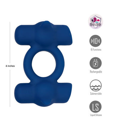 Maia RONAN - Blue - Blue USB Rechargeable Dual Vibrating Cock Ring-MA25-09-BLUE