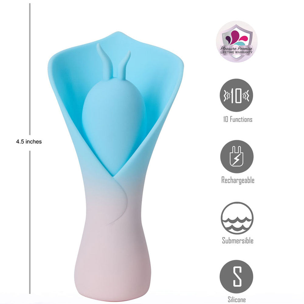 Maia MINA - Blue - Blue/Pink USB Rechargeable Fluttering Flower Stimulator-MA25-11-BLUE