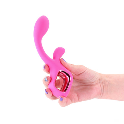Pretty in Pink Velvet - Pink - Pink 18.7 cm USB Rechargeable Rabbit Vibrator - NSN-0365-64