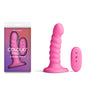 Colours Ribbed - 5 Vibrating Dildo - Pink - Pink 14.5 cm USB Rechargeable Vibrating Dildo with Wireless Remote - NSN-0401-44