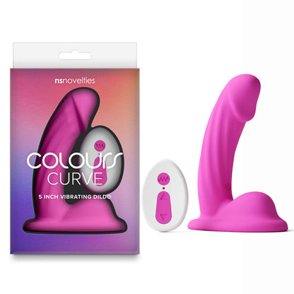 Colours Curve - Vibrating 5 Dildo - Pink - Pink 12.6 cm USB Rechargeable Vibrating Dildo with Wireless Remote-NSN-0402-44