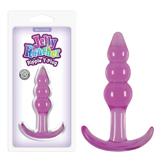 Jelly Rancher Ripple T-Plug - Purple - Purple 10.9 cm (4.3) Butt Plug - NSN-0451-35