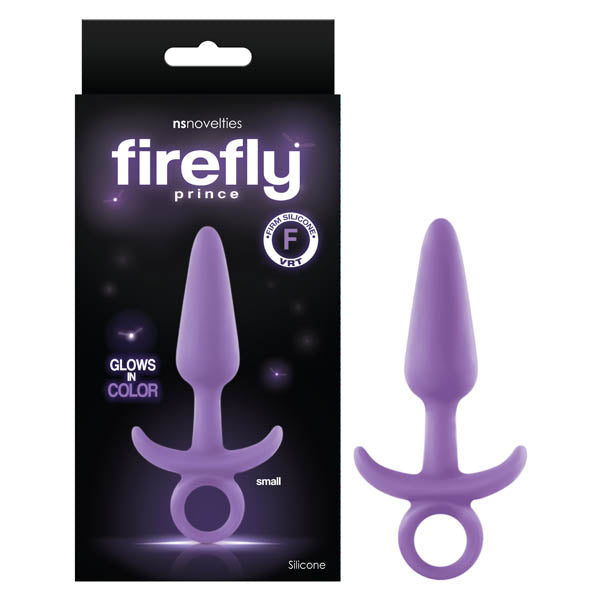 Firefly Prince - Glow-in-Dark Purple 10.9 cm Small Butt Plug with Ring Bull-NSN-0476-15