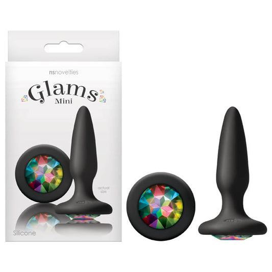 Glams Mini - Black 8.4 cm (3.3) Butt Plug with Sparkling Gem-NSN-0510-79