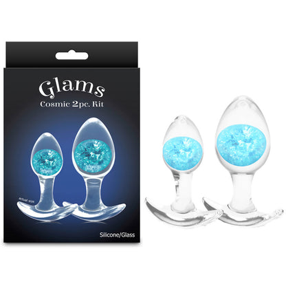 Glams Cosmic 2pc Kit - Blue - Clear/Blue Butt Plugs - Set of 2 Sizes-NSN-0515-07