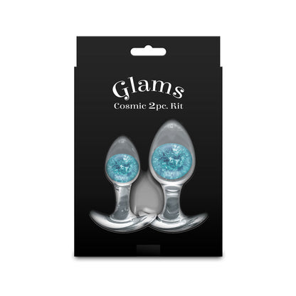 Glams Cosmic 2pc Kit - Blue - Clear/Blue Butt Plugs - Set of 2 Sizes-NSN-0515-07