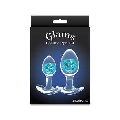 Glams Cosmic 2pc Kit - Blue - Clear/Blue Butt Plugs - Set of 2 Sizes-NSN-0515-07