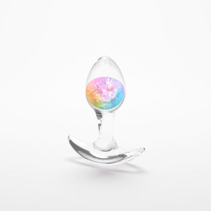 Glams Cosmic - Small - Rainbow - Clear/Rainbow 8.1 cm Small Butt Plug-NSN-0515-19