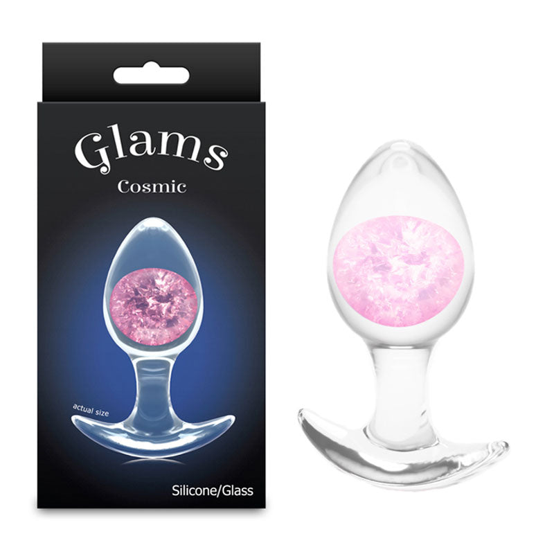 Glams Cosmic - Medium - Pink - Clear/Pink 9.5 cm Small Butt Plug-NSN-0515-24