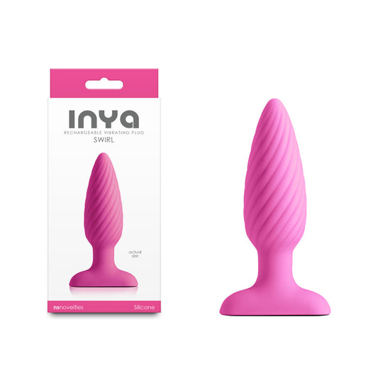 INYA Swirl - Pink - Pink 10.7 cm USB Rechargeable Vibrating Butt Plug - NSN-0558-54