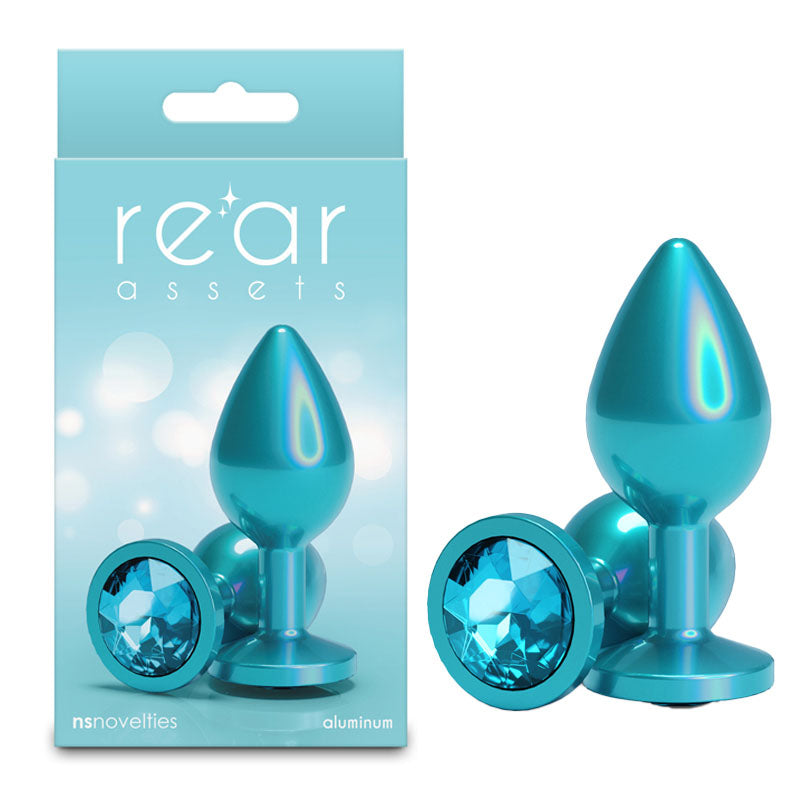 Rear Assets Iridescent - Medium - Teal - Iridescent Teal 8.2 cm Medium Butt Plug-NSN-0968-17