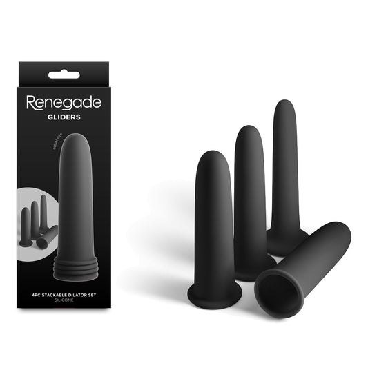 Renegade Gliders - Black - Black Anal Dilators - Set of 4 - NSN-1100-03
