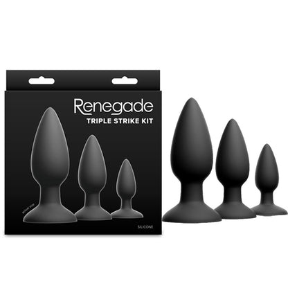 Renegade Triple Strike Kit - Black - Black Butt Plugs - Set of 3 Sizes-NSN-1105-90