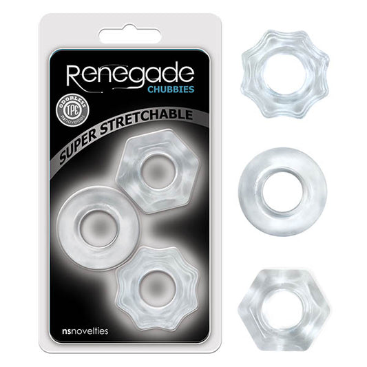 Renegade Chubbies - Clear Cock Rings - Set of 3-NSN-1111-11