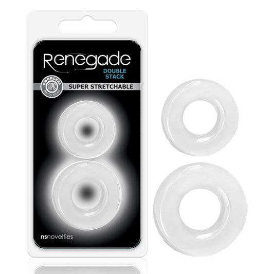 Renegade - Double Stack - Clear Cock Rings - Set of 2-NSN-1111-71