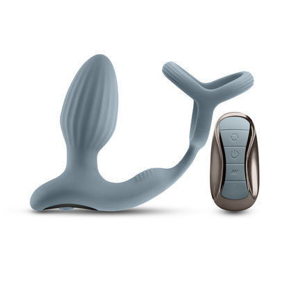 Renegade Pinnacle - Grey - Grey USB Rechargeable Vibrating Butt Plug with Cock Ring-NSN-1132-69