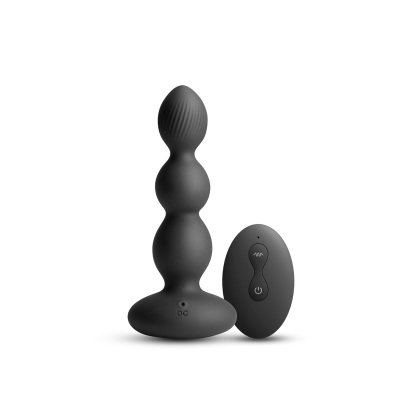 Renegade Valor - Black - Black 13.7 cm USB Rechargeable Vibrating Anal Beads with Wireless Remote - NSN-1162-13